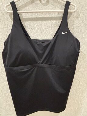 Nike Black One-Piece Swim Tank with White Swoosh